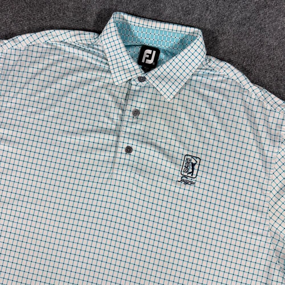 FootJoy FJ Golf Polo Shirt XL TPC Sawgrass Blue Check Performance Stretch